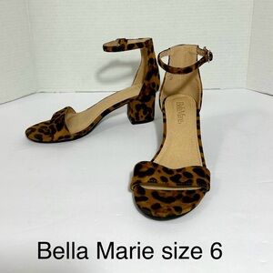 Bella Marie Leopard Block Heel Sandals